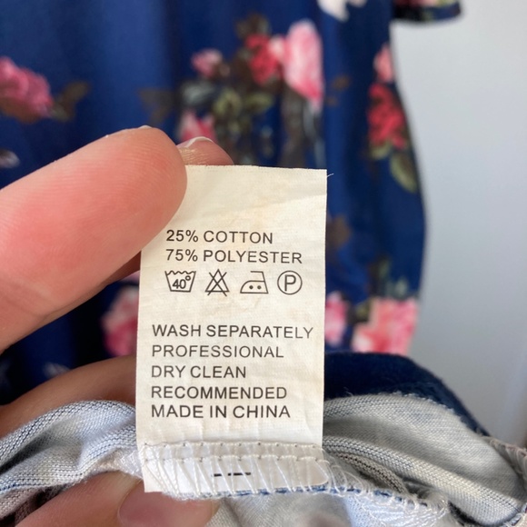 Blue Dress with pink floral design - Picture 7 of 7